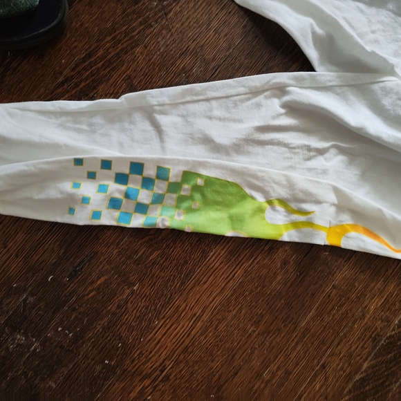 Vans White Long Sleeves Shirt with Colorful Flame Design - Picture 3 of 3